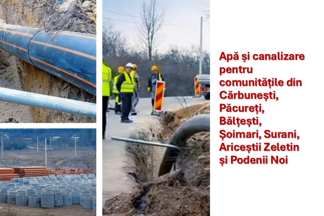 Lucrări în derulare pentru rețele de apă și canalizare din Cărbunești, Păcureți, Bălțești, Șoimari, Surani, Ariceștii Zeletin și Podenii Noi – Hidro Prahova