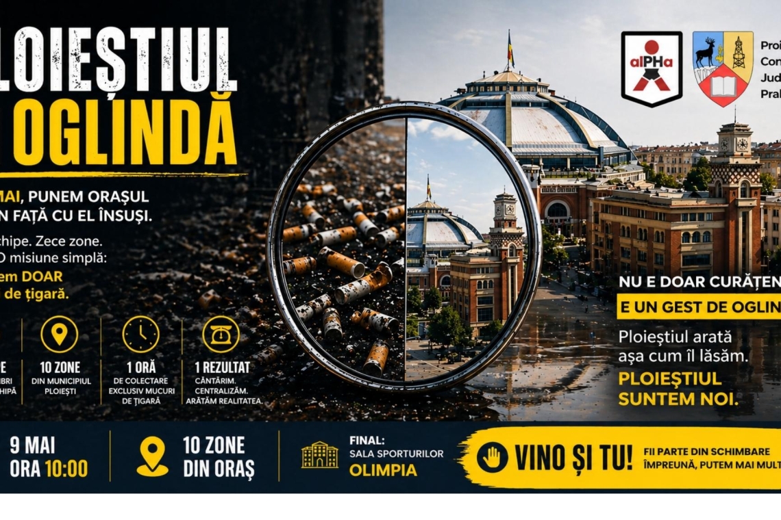 Acțiune civică inedită la Ploiești. Ploieștenii, invitați să combată poluarea cauzată de mucurile de țigară aruncate la întâmplare