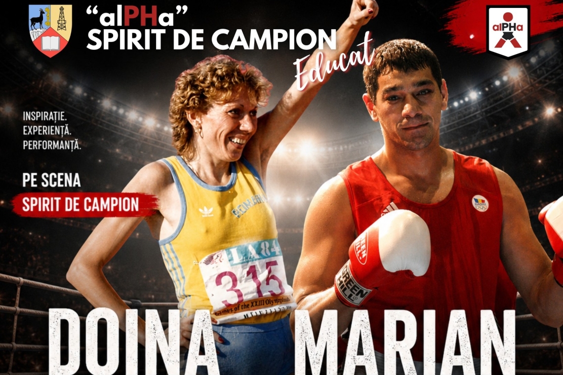 Campioni ai României, pe aceeași scenă la Ploiești: Doina Melinte și Marian Simion vin la „alPHa – Spirit de Campion Educat”
