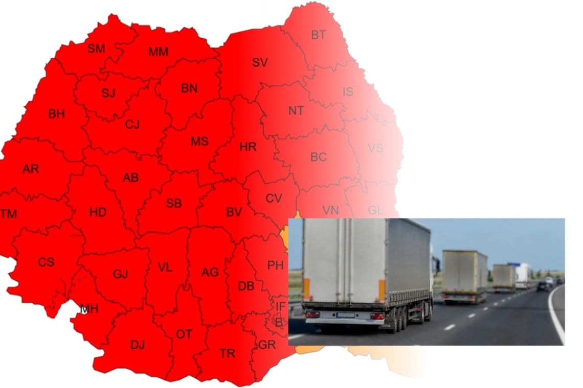 Restricții de circulație pentru camioanele de peste 7,5 tone în 36 de județe, din cauza caniculei. Măsura valabilă și în Prahova
