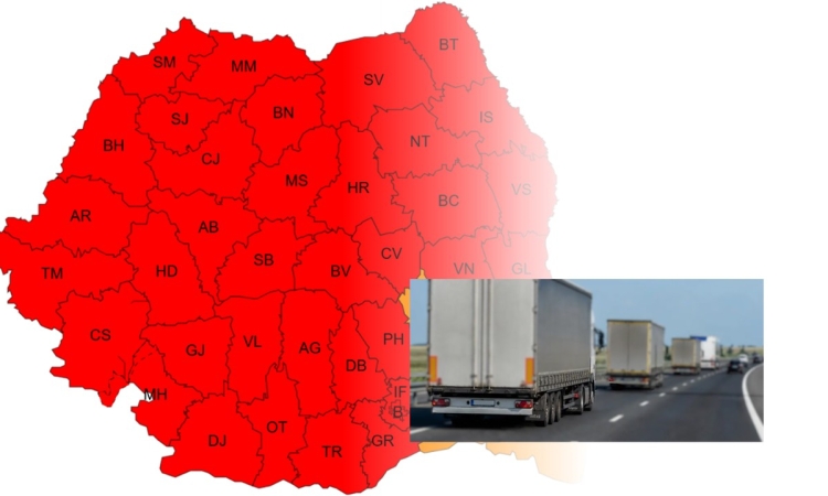Restricții de circulație pentru camioanele de peste 7,5 tone în 36 de județe, din cauza caniculei. Măsura valabilă și în Prahova