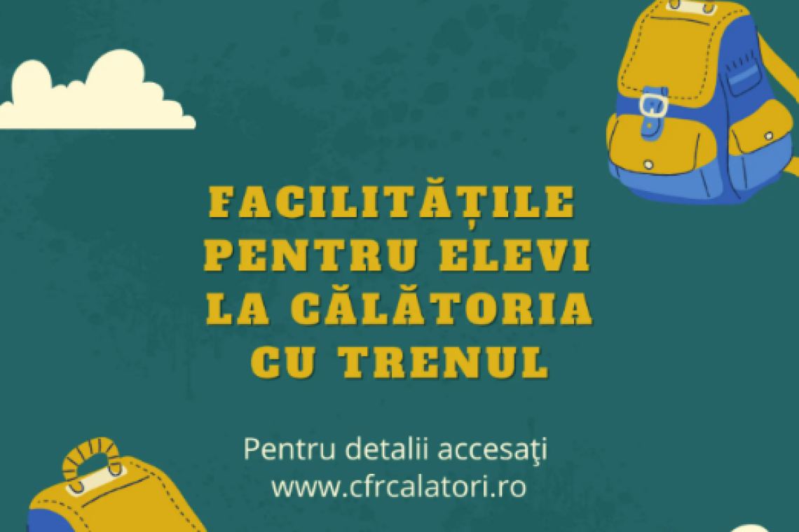 CFR Călători: Elevii beneficiază de bilete și abonamente gratuite și în anul școlar 2026-2027