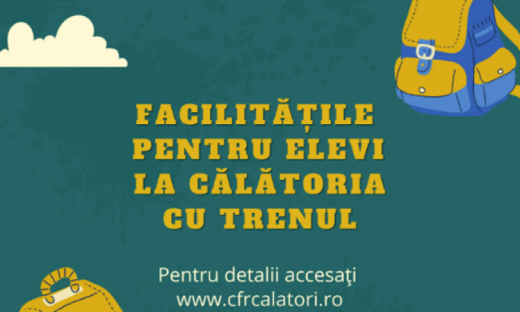 CFR Călători: Elevii beneficiază de bilete și abonamente gratuite și în anul școlar 2026-2027