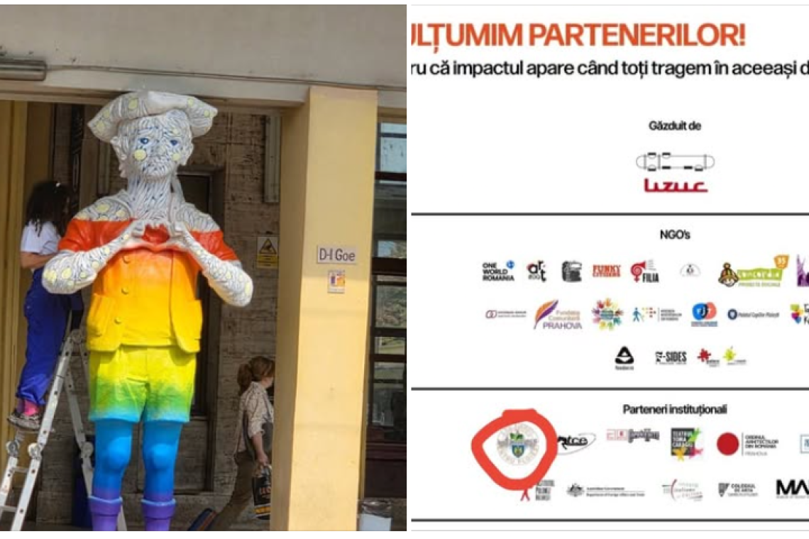 SGU Ploiești își retrage calitatea de partener instituțional al evenimentului Artown Now 2026, după ce Domnul Goe a fost vopsit în culorile curcubeului