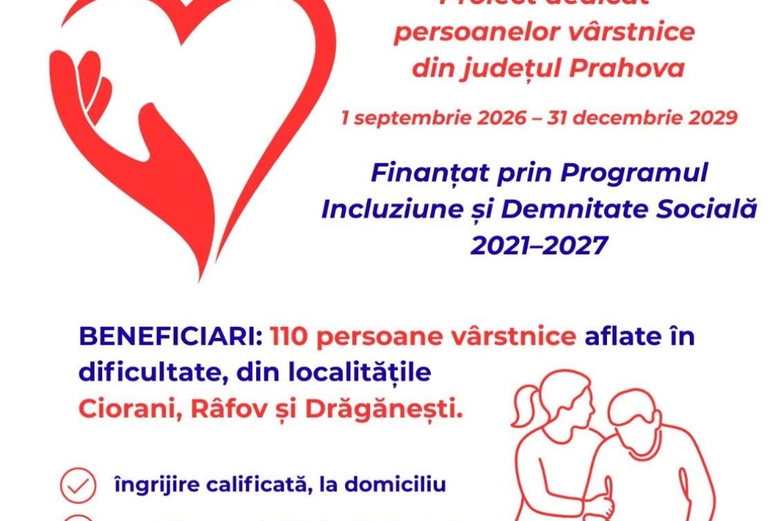 Proiect DGASPC Prahova | „Din grijă pentru bătrânii noștri!”: aproape 5 milioane de lei pentru sprijinirea persoanelor vârstnice