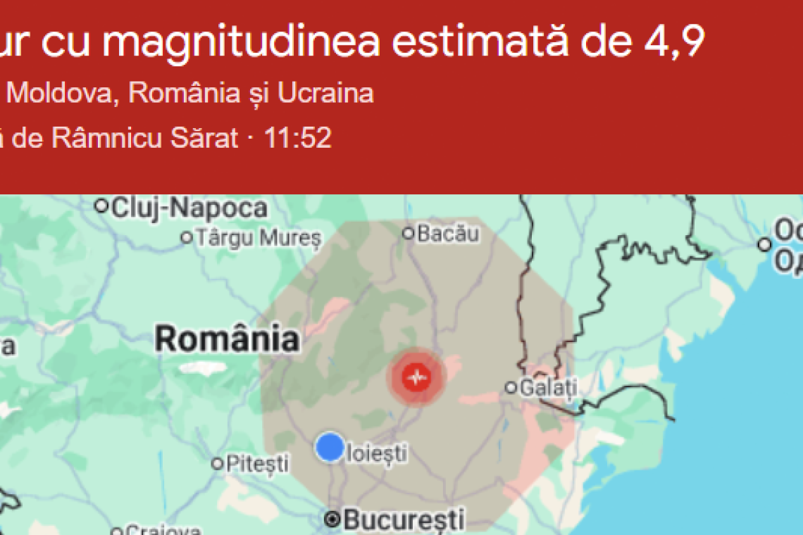 Cutremur resimțit și în Prahova, luni la prânz